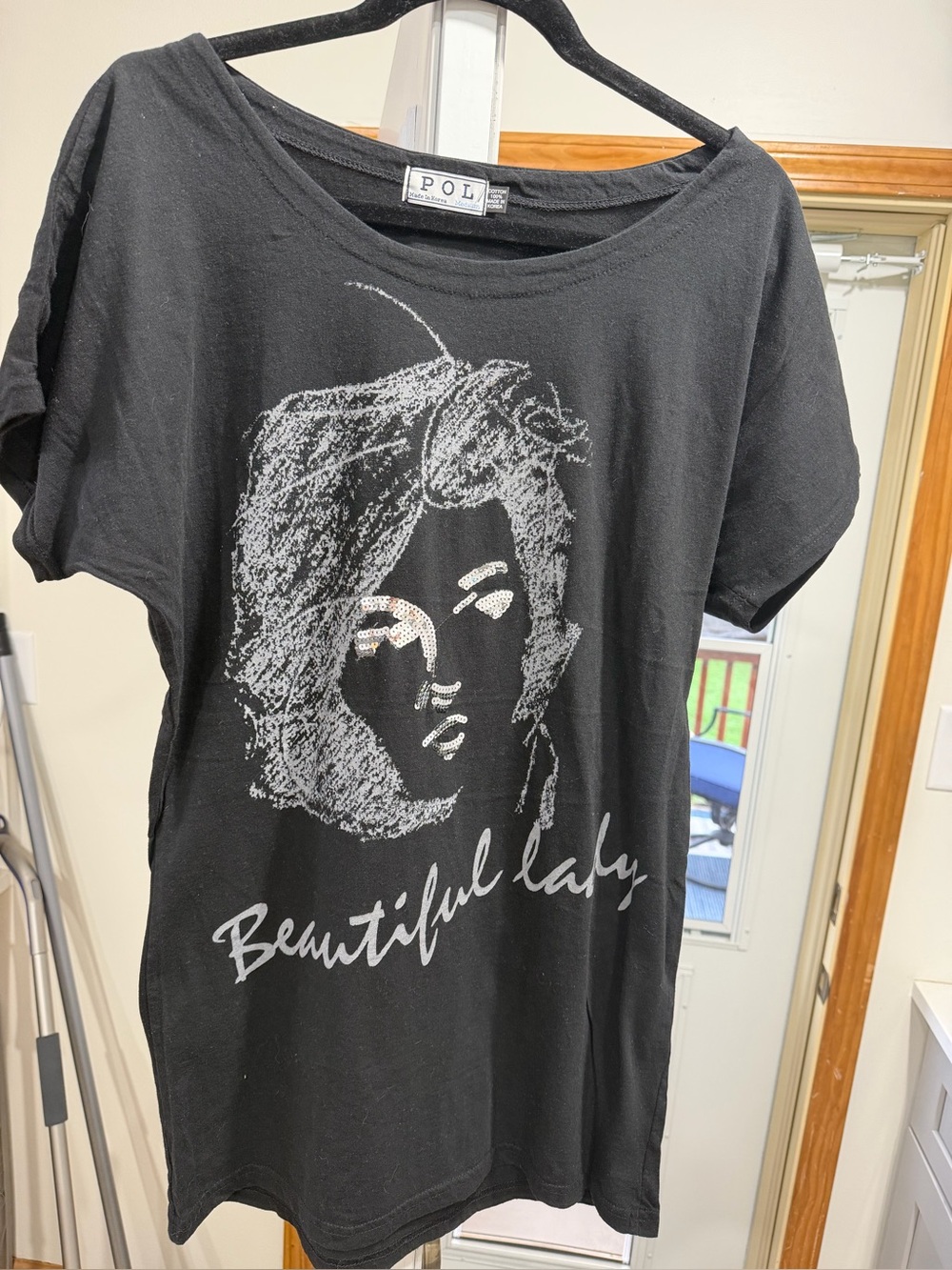 Rare POL Black 'Beautiful Lady' Graphic Tee